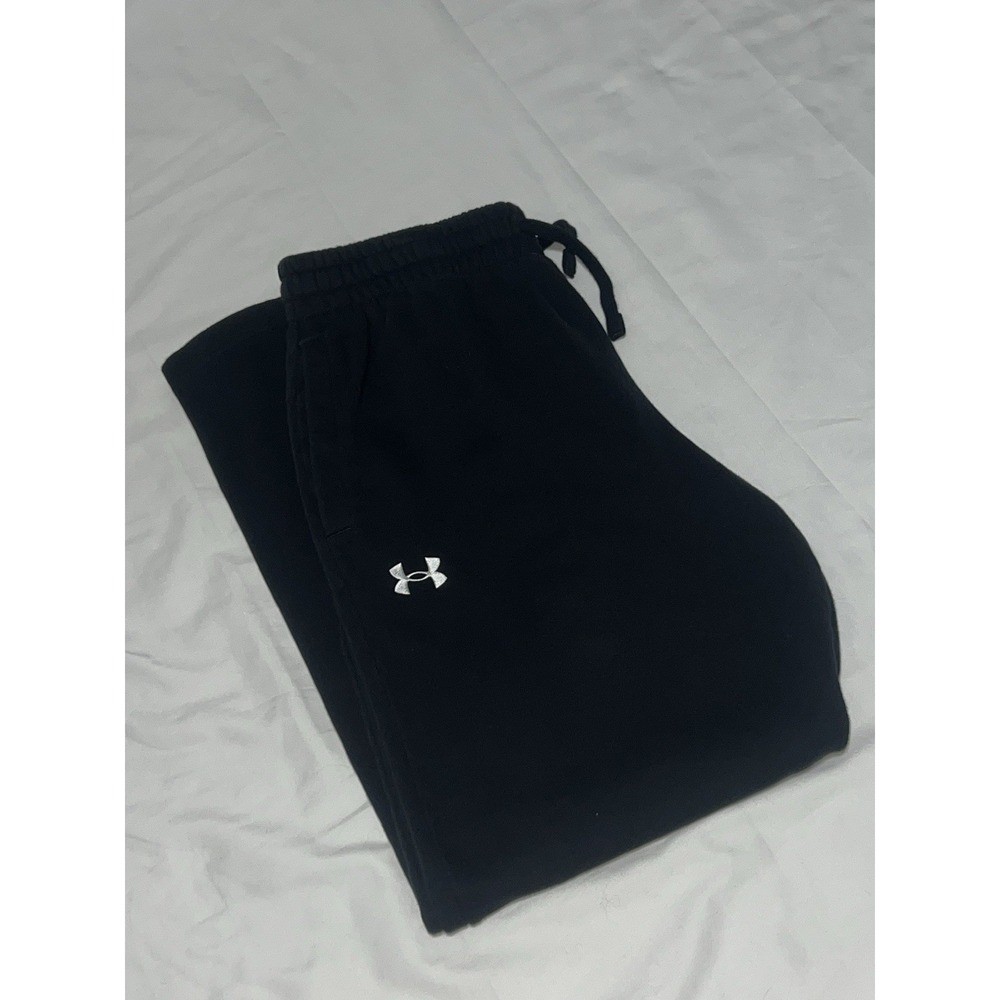 Mens Under Armour Fleece Straight Leg Sweatpants Black Size Large Comfy
